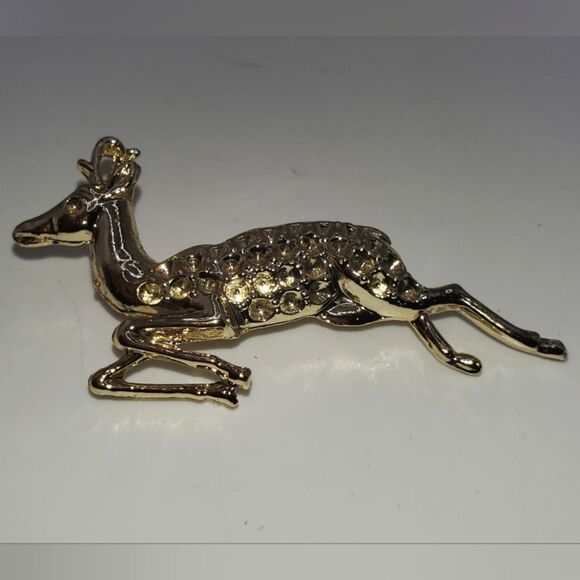 🟢3/$19🟢 2x Reindeer Brooches Settings Pin Blanks DIY Christmas Crafts - Picture 4 of 7